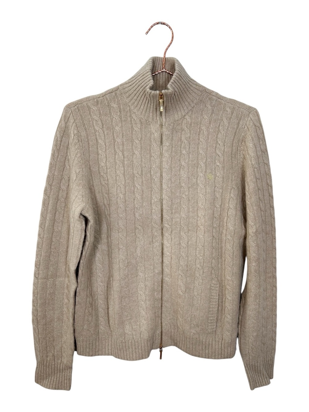 Lauren Ralph Lauren Cashmere Cable Knit Full-Zip Sweater